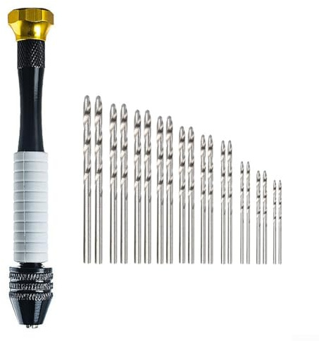 Handbohrer-Set mit 20 Spiral-Bits für präzises Bohren auf Harz, Holz, Acryl und Kunststoffmaterialien mit bequemem, rutschfestem Silikongriff