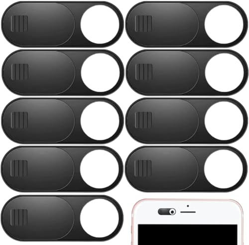 DORKIN Filtres de confidentialité pour caméra, Neuf caches de caméra coulissants noirs pour préserver la confidentialité, ultra-fins (0,6 mm), adaptés aux ordinateurs, smartphones, PC et webcams.