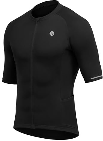 Nepest Maglia da ciclismo da uomo, a maniche corte, ad asciugatura rapida, traspirante, per uomini e bici da corsa, mountain bike, Nero , XXL