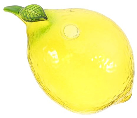 CVUTOVO Lemon Shaped Glass Vase Small Decorative Fruit-Themed Floral Vase Miniature Cute Table Centerpiece Home Décor Ornament