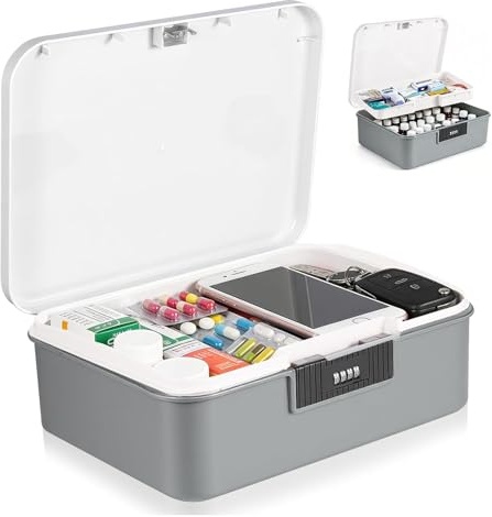 Locking Storage Container, Large Lockable Medicine Box,Fridge Lock Box For Refrigerator Lockable Box With Code Food Safe Locking Box For Medicine, Food, Phone, Office Documents,Locked Medicine Box