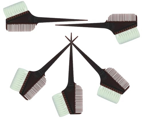 5pcs Black Plastic Hair Dye Comb Kit for DIY Salon Use | Easy to Carry, Easy to Hold, Convenient to Use, Professional Hairdressing and Home Colouring Tasks