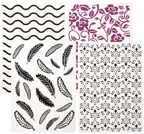 Lurrose Lot de 4 Pochoirs de Gaufrage en Plastique pour Scrapbooking, Modèles de Décoration Motifs Floraux, Gabarits de Gaufrage pour Cartes, Accessoires Créatifs Diy, Format Standard