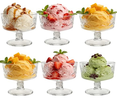 SIGONE Glas Dessert Schüsseln 6er Set, Eisbecher & Dessertbecher
