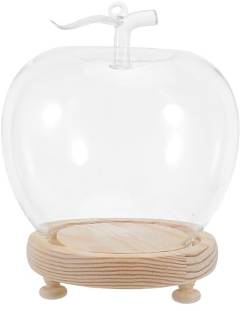 NUOBESTY Terrarium sous dôme de Verre avec Socle Bois, Protection Contre la poussière pour Objets décoratifs et Figurines, idéal pour la présentation d'artisanat dans Tout Espace, 16,5 x