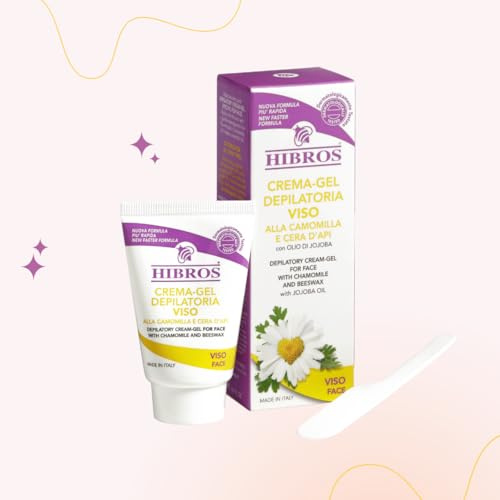Hibros Crème Gel Dépilatoire Visage – Apaisante et Hydratante à la Camomille & Cire d’Abeille avec Huile de Jojoba – Épilation Facile Ultra Rapide – Élimination des Poils – Se rince à l’eau 30 ml