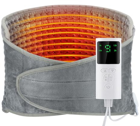 Heizkissen, 125x31cm Elektrisches Wärmekissen für Rücken, Bauch und Taille, Heizkissen mit Abschaltautomatik, 4-Timer Einstellung, 9-stufige Temperatur, Feuchte und Trockene Therapie