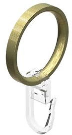 Interdeco Gardinenringe mit Faltenhaken, Ringe in Messing Optik für Gardinenstangen 20 mm Ø (20 Stück)