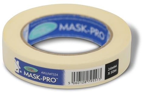 Axus Decor Mask-Pro Painter's Tape - 24mm X 50m - Mask Pro Strong Tape For Painting, Decorating, Indoor & Outdoor, Residue Free Removal & Diy Projects, Painting Tape, Wide Making Tape, Cream
