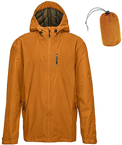 33,000ft Regenjacke Herren Wasserdicht Atmungsaktiv Packbare Leichte Jacke | Windjacke Winddicht Fahrrad Outdoorjacke & Sportjacke mit Wasserdichter Reißverschluss, Kapuze, Unterarmbelüftung