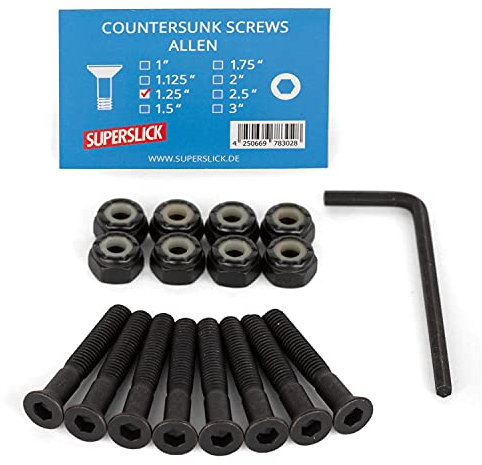 Superslick Skateboard Schrauben Montage Satz 1.25 Zoll - Longboard Hardware Set 1.25 Inch