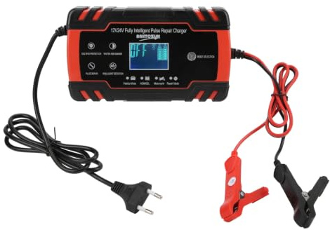 Batterieladegerät, 12V/24V 2-150Ah Batterieladegerät Reparatur Intelligente Automatische Aufladung für Auto Motorrad 110V-240V(Europäischer Standard)