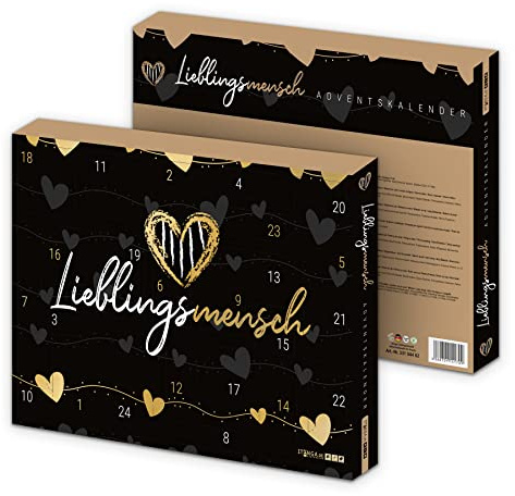 itenga Adventskalender für Frauen - Lieblingsmensch schwarz gold gefüllt mit 24 Überraschungen z.B. Duschgel, Body Lotion, Hand Creme