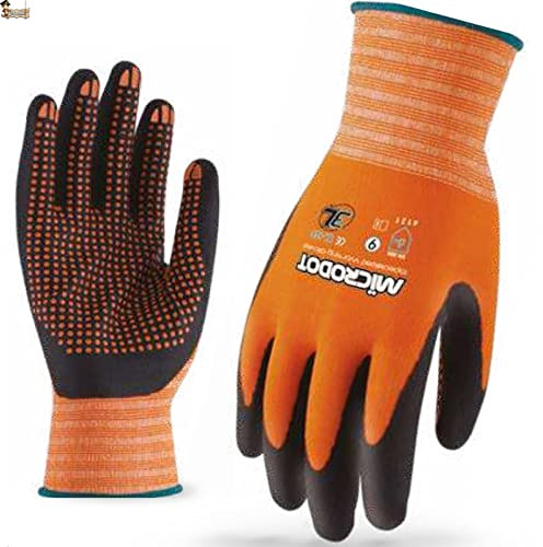 BricoLoco.com 12 PARES Guantes trabajo mecánico nitrilo, nylon sin costuras. Puntos dots para ¡¡¡ MÁXIMO AGARRE !!!. Excelente adaptación a la mano. (12, Talla 8)