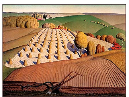 Famous Grant Holzdrucke, Holzgemälde, Druck auf Leinwand, modernes Kunstwerk, abstrakte Poster, Leinwand, Wandkunst, Bilder für Wohnzimmerdekoration (Herbstpflügen), 70 x 100 cm, rahmenlos