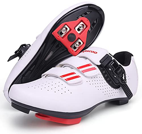 Cycling Shoes for Men Women Compatible with Peloton Bike Shimano SPD & Look ARC Delta for Indoor Spin Cycle Road Bike Shoes with Delta Cleats Pre-Installed, White 6