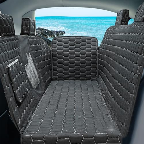 Meginc Dog Seat Covers for Back Seat, Car Seat for Tesla Model 3, 100% Waterproof Pet Seat Cover Protects from Scratches, Scuffs, Dog Hammock with Mesh Window & Headrest Protection