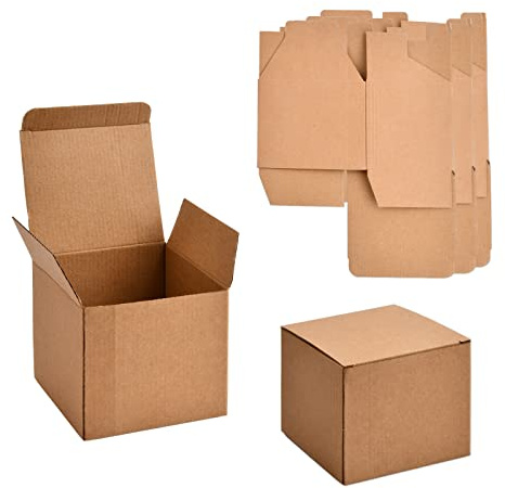 Laughhe 20 Stücke Kraftpapier Geschenk Box, 12x10x10 cm, Braun | Karton Geschenkboxen, Kleine Pappschachteln zum selber, Aufbauen Geschenkbox, für Hochzeit, Geburtstag, Party, Weihnachten