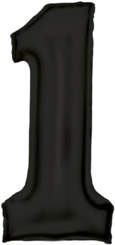 Ballons gonflables - Noir mat de soie - Chiffre 0 à 9 - Décoration pour anniversaire et fête - 86 cm - Chiffres pour anniversaire d'enfant - Décoration de fête - Ballon - Édition : 1er anniversaire