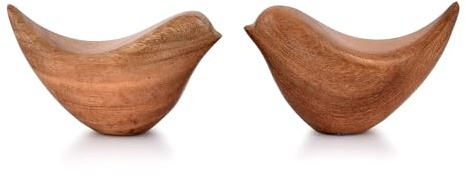 NIRMAN Acacia Wood Bird Statues Set Home Décor Bird Sculpture for Living Room, Bathroom, Office Modern Style Birds Decorative Ornaments (Set of 2) (4.5 x 2 x 2.5)