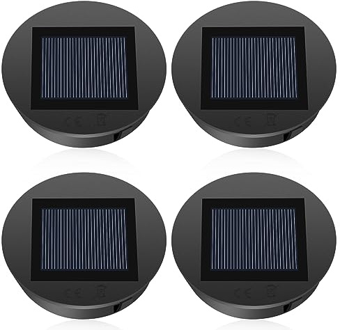 Solarleuchten Ersatz, Diealles Shine 4 Stück LED Warmweiß Licht Solardeckel für Gläser, Wasserdicht Solar Ersatzdeckel 8CM, Solarlampen Ersatzteile für Außen Garten Decor