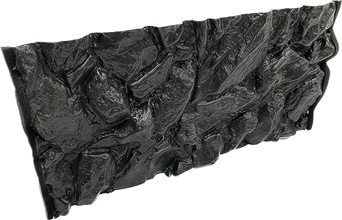 PLASTIKO - Aquarium Hintergrund 3D I Rückwänd 150x60 cm I Leicht zu Montieren und Reinigen I Keine Verklebung Erforderlich I Sicher für Tiere I Schwarz mit einem Muster aus Hohen Steinen