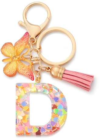 CHUQING Buchstabe Schlüsselanhänger Mädchen mit Schmetterling | Schmetterling Buchstaben Schlüsselanhänger mit Anfangsbuchstabe für Frauen und Damen, glitzerndes Accessoire und Geschenk.