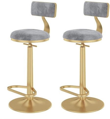 Barhocker 2er Set - Drehbar Stehhocker, Drehbare Barhocker Verstellbaren Barhockern Aus Samt Mit Hoher Rückenlehne, Gepolsterte Moderne Barhocker, Barhocker, Stühle Für Esszimmer/Hausbar/Küche ( Color