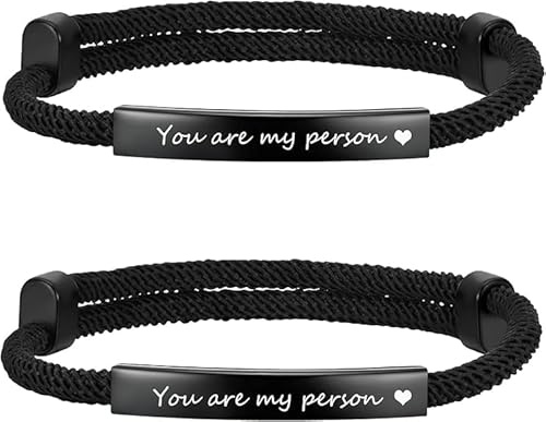 TempBeau Armband Herren Schwarz Segeltau Surferarmband
