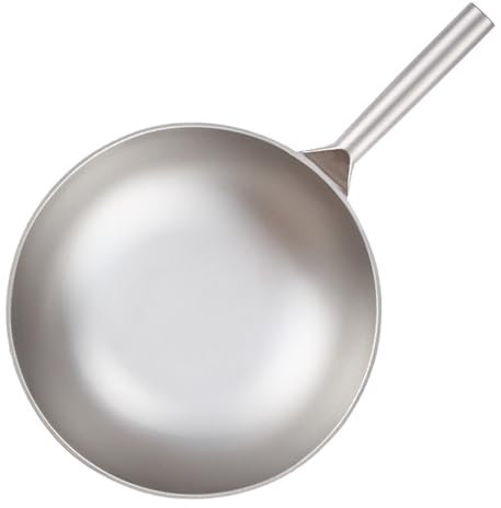 Olla De Titanio Puro, Sartén Wok Con Tapa, Woks Antiadherentes Y Sartenes Para Saltear, Wok Chino De Fondo Plano Sin Revestimiento Químico Para Inducción, Eléctrico, Gas, Todas Las Estufas (A 40 Cm)