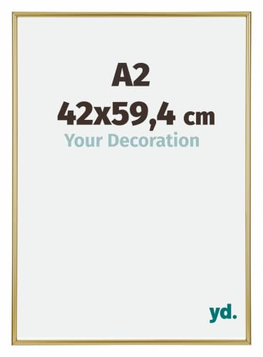 yd. Cornice A2 42x59.4 cm Oro - Cornice in Plastica Annecy | Your Decoration, Vetro acrilico antiriflesso, Montaggio a parete, Adatta per foto, poster o puzzle, Made in Holland