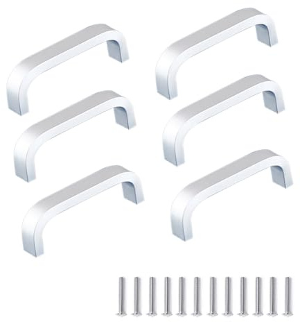FEEIMOL 6 Stück Möbelgriffe Aluminium Legierung Schrankgriffe Küche Schrank Schublade Griff Möbel Tür Griffe Bogenform Zieht Türgriffe Griffe für Kleiderschrank Lochabstand 64 mm
