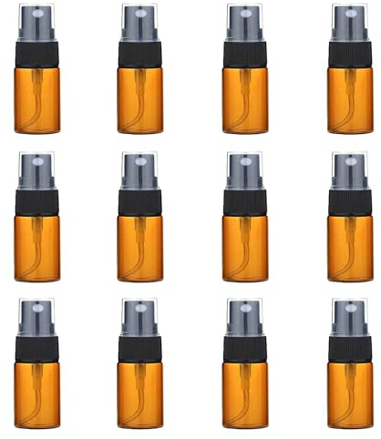 Upstore 12Pcs 10ml/0.34oz Glass Spray Bottles Empty Refillable Fine Mist Spray Bottle Dispenser with Cap Essential Oil Liquid Containers Jar for Perfume