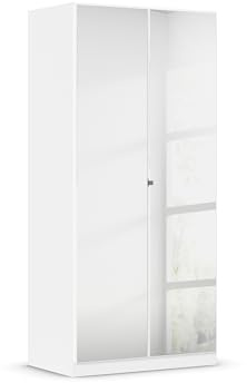 Rauch Möbel Reflect, Kleiderschrank, Farbe Weiß, Breite 91 cm | Schrank, 2-türig, mit Spiegel, Zubehör Classic, für Schlafzimmer, Kinderzimmer, Studentenwohnung, Garderobe, Flur