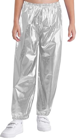Miaeowve Metallic Hose Kinder Mädchen Glänzend Leggings High Waist Sporthose Einfarbig Yogahose Locker Slim Fit Sportswear