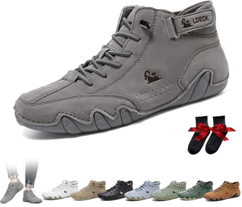 Stivali alti italiani fatti a mano da uomo Scarpe minimaliste da esterno Beck Scarpe casual traspiranti antiscivolo a piedi nudi per passeggiate Escursionismo Guida stivali Chukka(grigio,43 EU)