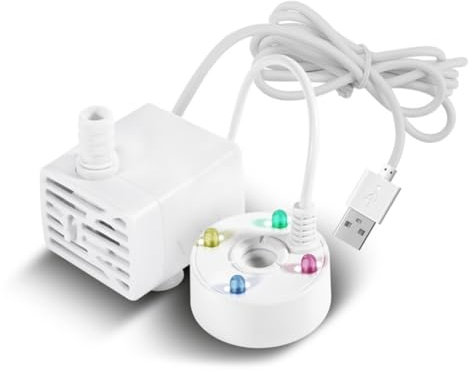 Pluuttiem USB 5V Wasserpumpe LED-Leuchten Mini Mister, Zimmerbrunnen Gartenteich Wassernebelzerstäuber