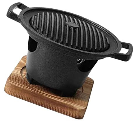 ORFOFE Indoor Holzkohlegrill Satz Mit Antihaft Grillplatte Und Rutschfestem Ständer Kleiner Raucharmer Tischgrill Für Haushalt Barbecue Grillzubehör