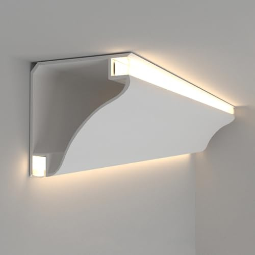 Moldura Iluminacion Moldura de Iluminación Led para Zócalo, Perfiles de Extrusión de Canal de Aluminio, Moldura de Iluminación Indirecta para Techo con Cubierta Led para Zócalo para Pasillo, Dormitori