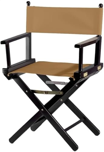 ZStyle Klappbarer Regiestuhl aus Holz, 90 cm hoch, 54 cm breit, 48 cm tief, schwarz (schwarzer Schaft – Stoff taupe)