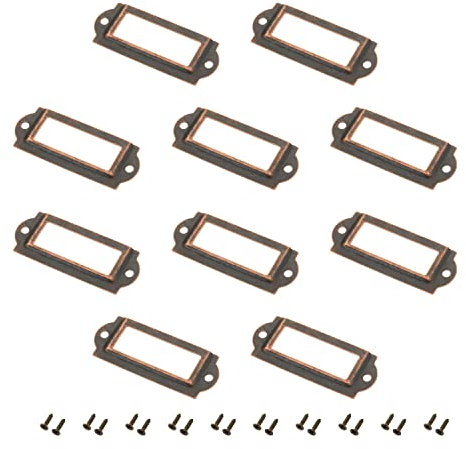 Metall-Etikettenhalter, 2,36 x 0,91 (L x B) Etikettenrahmen aus Metall, Etikettenhalter, Hardware mit M2,5 x 8 mm Befestigungsschrauben for Büro, Bibliothek, Aktenschrank, Möbel, Schubladen, Boxen,