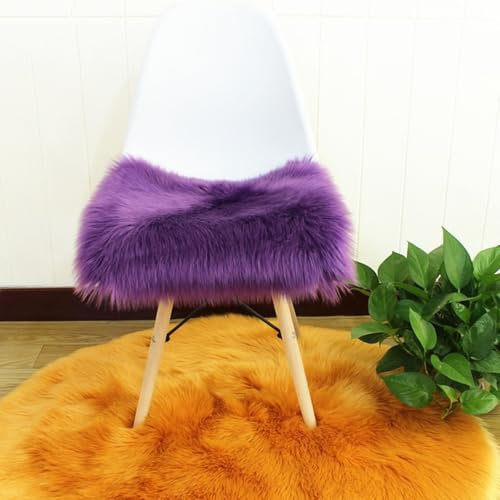 champracer Kunstfell Teppich Stuhlkissen Klein Quadratisch Sitzbezug Flauschiges Kissen Teppichmatte Weich Flauschig Wohnzimmer Schlafzimmer Sofa Fotografie Stuhl-Sitzkissen (Lila,40x40 cm)