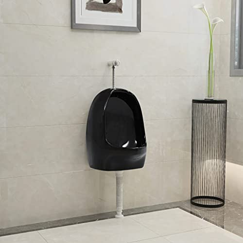 LXYZWRW Furniture Select-Orinatoio sospeso a parete con valvola di scarico in ceramica nero