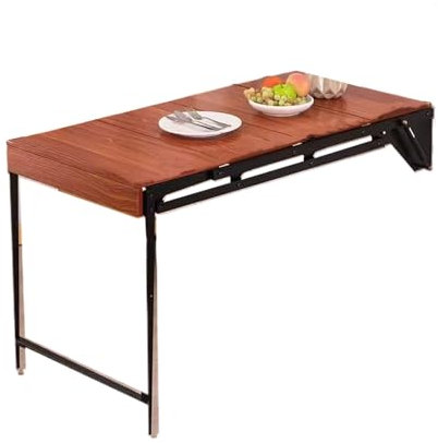 Mesas de Pared para Sala de Estar, Estante de Almacenamiento, Varilla hidráulica, Patas de Mesa Ajustables, Tablero de Densidad, Mesa de Comedor Plegable, para Oficina en casa y Dormitorio (