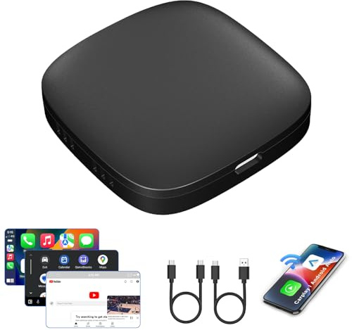 Wireless CarPlay & Android Auto Adapter, Carplay AI Box mit Netflix & YouTube Unterstützung, Bluetooth Auto Adapter, Magic Box für Auto, TF-Kartensteckplatz, Plug & Play für nahtlose Konnektivität