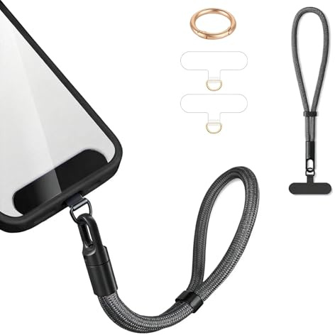 Mobile Phone Chain, Mobile Phone Pendant, Mobile Phone Chain, Lanyard, Adjustable Wrist Strap with 3 Patches, Universal for All Mobile Phone Pockets, iPhone 16 Pro Max 15, Pendant for Keychain, USB