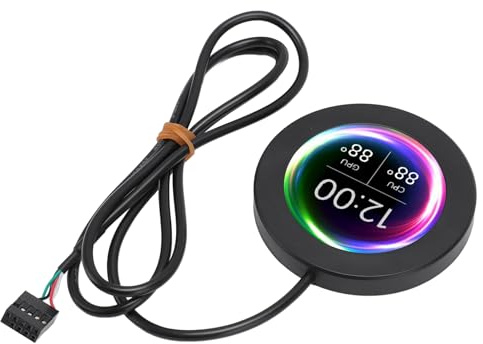 Garsent Monitoraggio della Temperatura del Computer, Display del Pannello del Sensore di Temperatura AIO da 2,1 Pollici per PC AIO, Kit di Aggiornamento del Display LCD del Dispositivo di (BLACK)