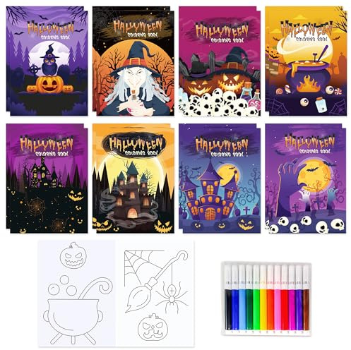 BACH AND BOOZY 16PCS Mini Färbung Bücher Halloween Bücher Hexe Mini Geist Kürbis Färbung Booklet Party Bag Fillers