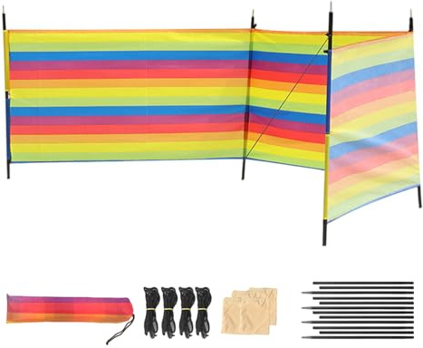 Strand-Windschutz – Campingzubehör mit Windschutz | Windstopper | Winddicht mit Pfosten und Tragetasche | mehrere Größen 210D Oxford-Stoff/Metall, Farbe außen