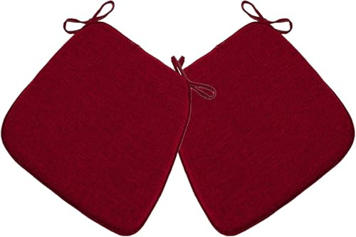 QOEUIUJ Sitzkissen Stuhl 1/2/4er Set, Stuhlkissen 40x42/42×45 mit BäNdern Landhaus, Sitzpolster Stuhl Halbrund, rutschfest KüChenstuhl 3cm Dick(Rot,M 2pcs)